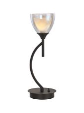 Giuseppe Vertical Table Lamp With Curved Cone Glass (U), 1 Light G9, Satin Black/Iridescent/Opal
