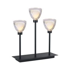 Giuseppe Rectangular Table Lamp Touch Switch With Curved Cone Glass (U), 3 Light G9, Satin Black/Iridescent/Opal