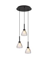 Giuseppe 32cm Round Pendant 2m With Curved Cone Glass (U), 3 Light G9, Satin Black/Iridescent/Opal