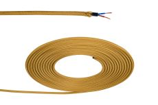 Briciole 1m Golden Brown Braided 2 Core 0.75mm Cable VDE Approved (qty ordered will be supplied as one continuous length)