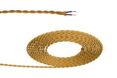 Briciole 1m Golden Brown Braided Twisted 2 Core 0.75mm Cable VDE Approved (qty ordered will be supplied as one continuous length)