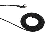 Briciole 1m Black Braided Twisted 3 Core 0.75mm Cable VDE Approved (qty ordered will be supplied as one continuous length)
