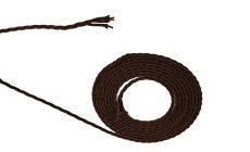 Briciole 1m Brown Braided Twisted 3 Core 0.75mm Cable VDE Approved (qty ordered will be supplied as one continuous length)