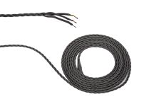 Briciole 1m Grey Braided Twisted 3 Core 0.75mm Cable VDE Approved (qty ordered will be supplied as one continuous length)