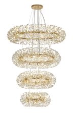Hiphonic 4 Tier 60cm + 80cm + 100cm + 120cm Pendant, 12 + 20 + 26 + 30 Light G9 French Gold/Crystal, Item Weight: 46kg