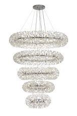 Hiphonic 5 Tier 60cm + 80cm + 100cm + 120cm + 140cm Pendant, 12 + 20 + 26 + 30 + 36 Light G9 Polished Chrome/Crystal, Item Weight: 67kg