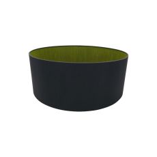 Sigma Round Cylinder, 500 x 200mm Dual Faux Silk Fabric Shade, Midnight Black/Green Olive