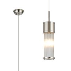 Toscano 1 Light Glass Rod Single Pendant, E14, IP44, Polished Nickel/Clear Glass Rods