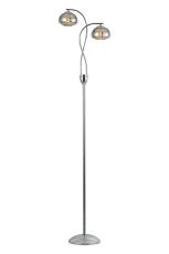 Zarza Floor Lamp, 2 Light G9, Polished Chrome/Smoked Glass/Clear Crystal