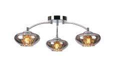 Zarza 55.5cm Flush Ceiling Light, 3 Light G9, Polished Chrome/Smoked Glass/Clear Crystal