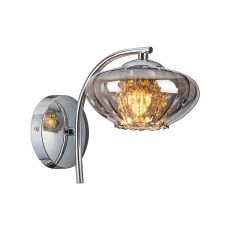 Zarza Wall Lamp, 1 Light G9, Polished Chrome/Smoked Glass/Clear Crystal