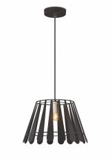 Somerset Pendant 1 Light E27 Black/Polished Chrome