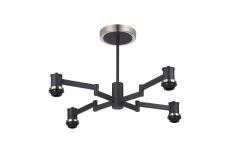 Erdi 61cm Swing Arm Semi Ceiling (FRAME ONLY), 4 Light E14, Satin Nickel/Satin Black