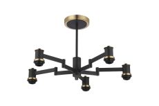 Erdi 61cm Swing Arm Semi Ceiling, (FRAME ONLY) 5 Light E14, Brass/Satin Black