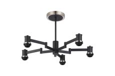 Erdi 61cm Swing Arm Semi Ceiling (FRAME ONLY), 5 Light E14, Satin Nickel/Satin Black