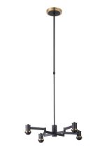Erdi 61cm Swing Arm Telescopic Pendant (FRAME ONLY), 4 Light E14, Brass/Satin Black