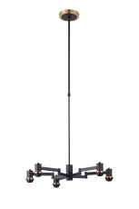 Erdi 61cm Swing Arm Telescopic Pendant (FRAME ONLY), 5 Light E14, Brass/Satin Black