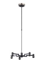 Erdi 61cm Swing Arm Telescopic Pendant (FRAME ONLY), 5 Light E14, Satin Nickel/Satin Black