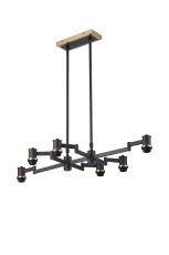 Erdi Swing Arm Telescopic Linear Pendant (FRAME ONLY), 6 Light E14, Brass/Satin Black