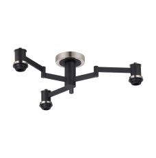 Erdi 62cm Swing Arm Flush Ceiling (FRAME ONLY), 3 Light E14, Satin Nickel/Satin Black