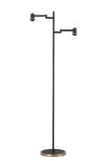 Erdi Swing Arm Floor Lamp Without Shade, 2 Light E14, Brass/Satin Black