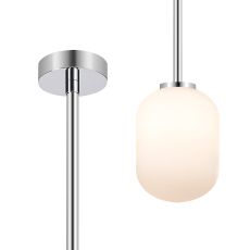 Gana 9cm Telescopic Pendant, 1 Light G9, IP44, Polished Chrome/Opal Smooth Tubular Glass