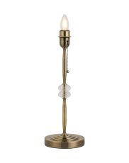Lexo Crystal Table Lamp Without Shade, 1 Light E27, Antique Brass & Clear Crystal