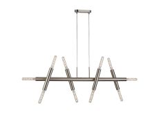 Vienta 5 Arm 10 Light Linear Adjustable Pendant E27, Satin Nickel