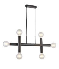 Vienta 3 Arm 6 Light Linear Adjustable Pendant/Semi Flush E27, Satin Black
