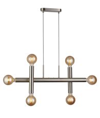 Vienta 3 Arm 6 Light Linear Adjustable Pendant/Semi Flush E27, Satin Nickel