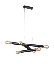 Vienta 3 Arm 6 Light Horizontal Adjustable Pendant E27, Satin Black