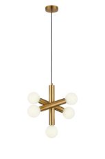 Vienta 3 Arm 5 Light Vertical Adjustable Pendant E27, Antique Gold