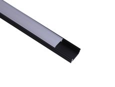 Tiras 2m, 17 x 8.5mm Aluminium Profile With Diffuser, 4 x Mounting Brackets, 2 x End Caps, 2 x End Caps With Hole, Black, 3yrs Warranty