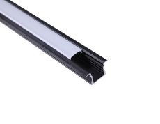 Tiras 2m, 17 x 15.3mm Black Recessed Aluminium Profile With Diffuser, 4 x Mounting Brackets, 2 x End Caps, 2 x End Caps With Hole, 3yrs Warranty