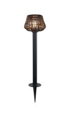 Centa Rattan Plastic Shade Postlamp c/w Ground Spike/Base Mount, 24V DC, 1 x E27, c/w 1m Cable, Male Connection IP44, Brown, 2yrs Warranty