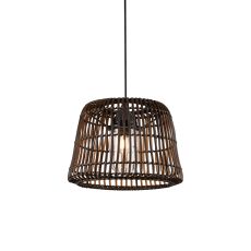 Centa 36cm Rattan Plastic Shade Pendant, 24V DC, 1 x E27, c/w 3m 0.75mm² Cable, Male Connection & Hanging Hook, IP44, Brown, 2yrs Warranty