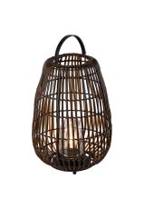 Centa 30cm Rattan Plastic Portable Lamp, 24V DC, 1 x E27, c/w 1m 0.75mm² Cable, Male Connection, IP44, Brown, 2yrs Warranty