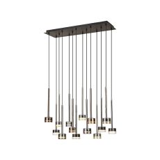 Tonic Rectangular Dimmable Pendant, 14 Light, With Replaceable 12W LEDs, 3000K, Black/Chrome/Bronze/Copper
