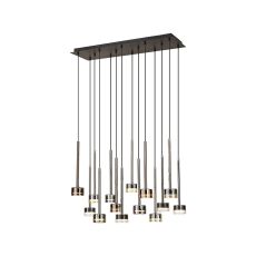 Tonic Rectangular Pendant, 14 Light, With Replaceable 12W LEDs, 3000K, Black/Chrome/Bronze/Copper