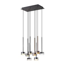 Tonic Rectangular Dimmable Pendant, 8 Light, With Replaceable 12W LEDs, 3000K, Black/Chrome/Bronze/Copper