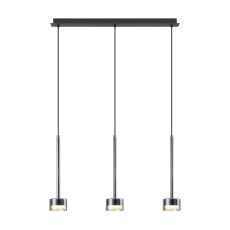 Tonic Linear Dimmable Pendant, 3 Light, With Replaceable 12W LEDs, 3000K, Bronze/Black/Bronze Glass