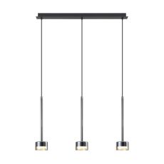 Tonic Linear Pendant, 3 Light, With Replaceable 12W LEDs, 3000K, Bronze/Black/Bronze Glass