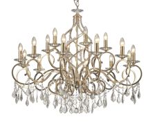 Torino 100cm Pendant 18 Light E14 French Gold/Crystal, (ITEM REQUIRES CONSTRUCTION/CONNECTION) Item Weight: 16.5kg