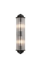 Toscano 2 Light Glass Rod Wall, G9, IP44, Satin Black/Clear Glass Rods
