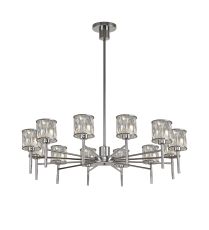 Acacia 91.8cm 12 Light G9 Telescopic/Semi Flush Polished Chrome / Clear Crystal Shade