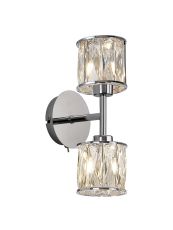 Acacia 2 Light G9 Switched Up / Down Wall Lamp Polished Chrome / Clear Crystal Shade