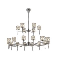 Acacia 111.8cm 20 Light G9 2-Tier Light Polished Chrome / Clear Crystal Shade, Item Weight: 19.7kg