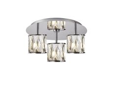 Acacia Round 3 Light G9 35cm Flush Light Polished Chrome / Clear Crystal Shade