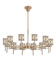 Acacia 91.8cm 12 Light G9 Telescopic Light French Gold / Clear Crystal Shade
