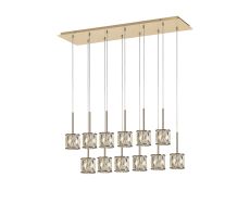Acacia 12 Light G9 2m Linear Pendant French Gold / Clear Crystal Shade
